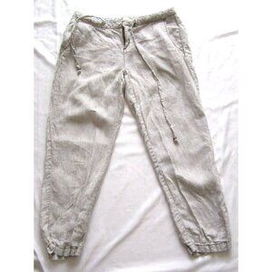 Women's Marrakech Anthropologie 100% Linen Stripes Waist Tie Pants Sz 26 (WP187)